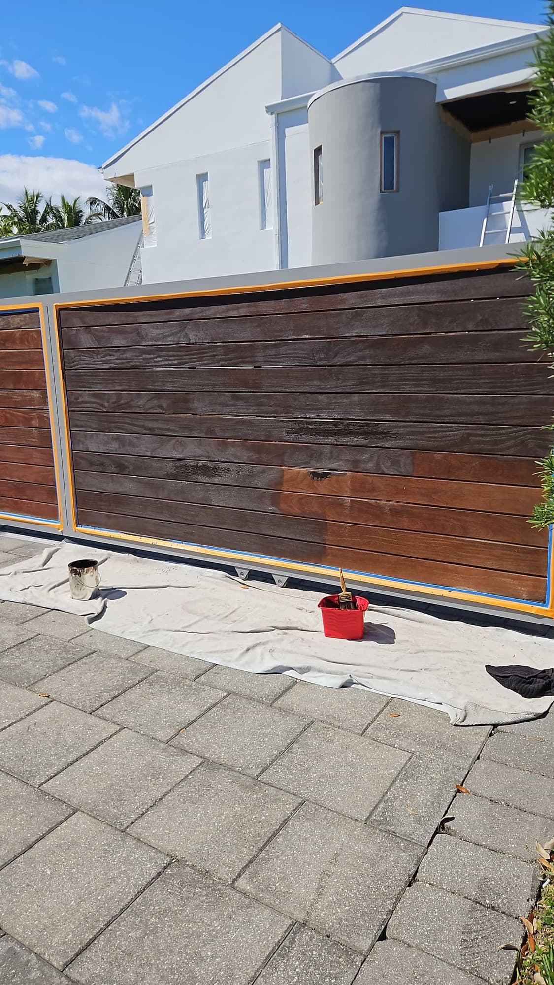 Driveway gate staining