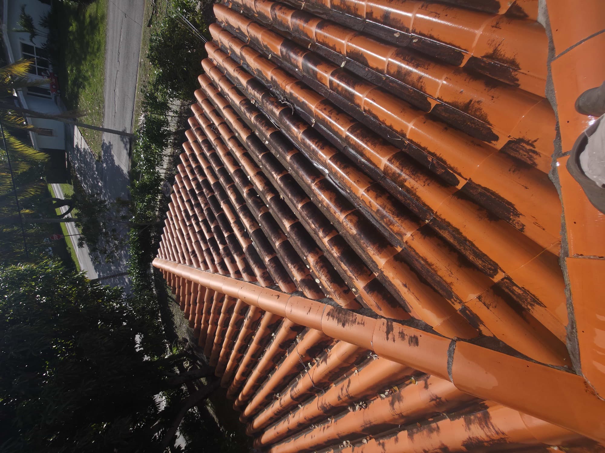 Barrel tile roof cleaning