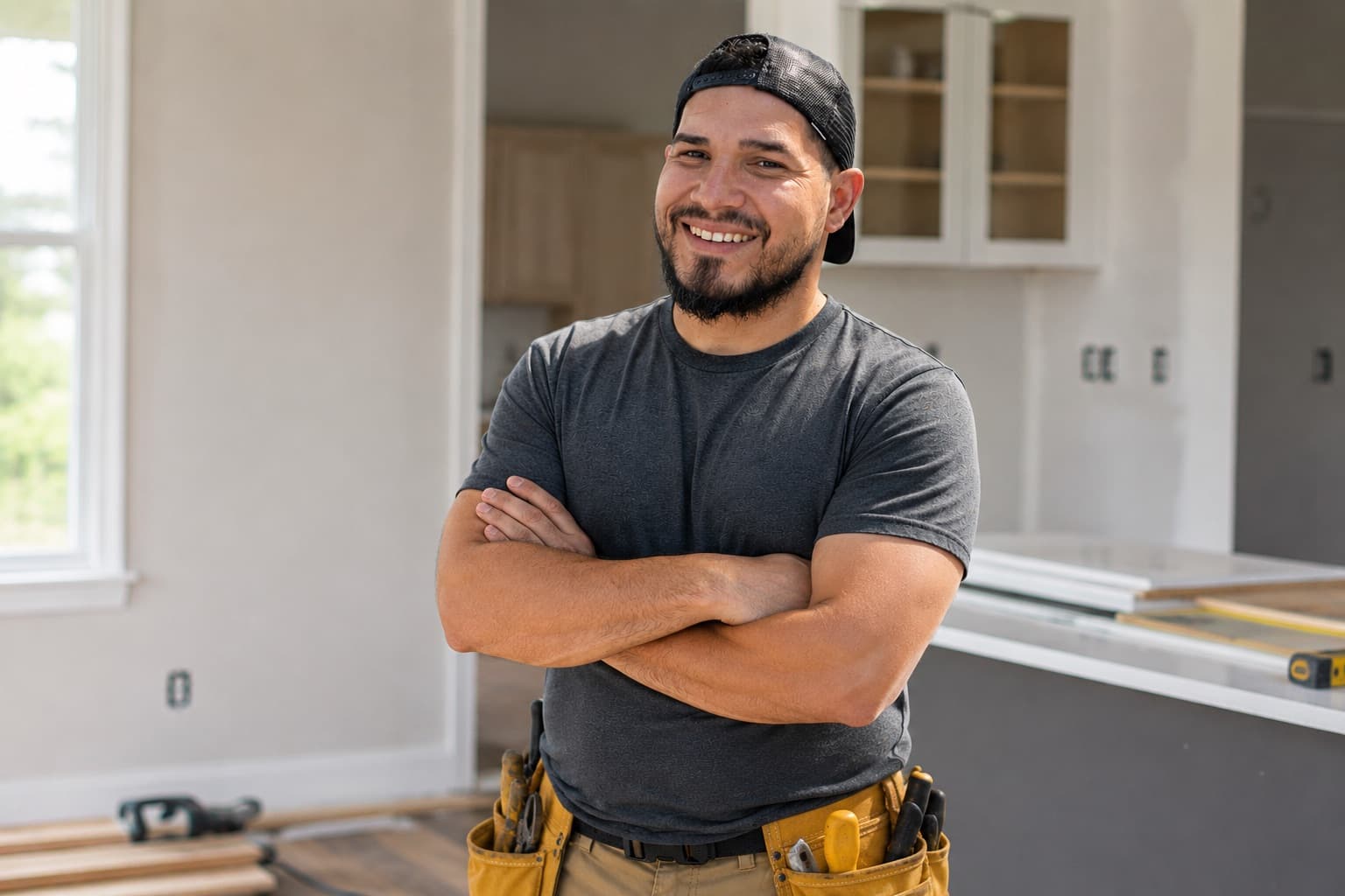 Hiran Bernal, owner of Houseblend Painting & Restoration Inc, on the job in Miami